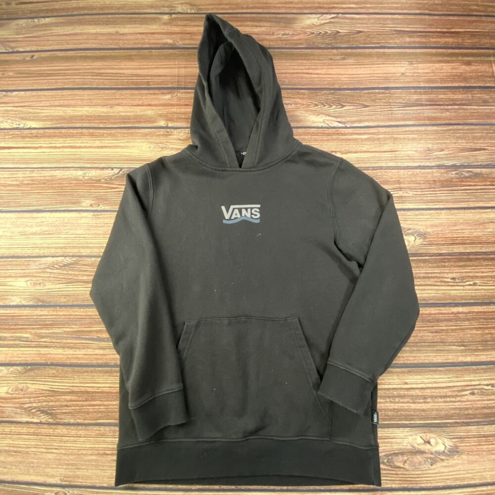 Vans Off The Wall Black Blue Graphic Hoodie Hooded Sweatshirt Skater Womens L